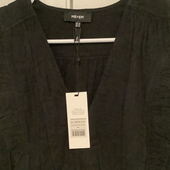 ME+EM Charcoal Cheesecloth Fit V-Neck Dress, Brand New - Picture 2 of 3